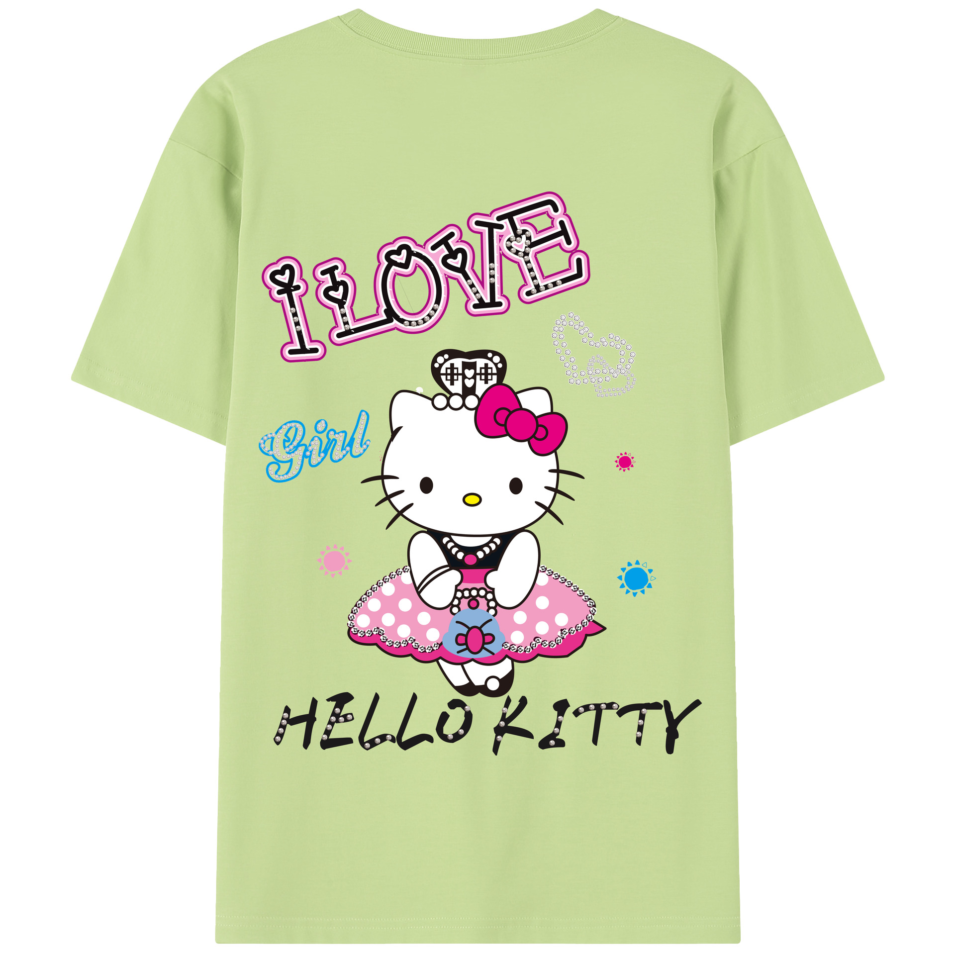 （画像用） Hello Kitty ハローキティ 綿100％半袖Tシャツ（背面プリント）